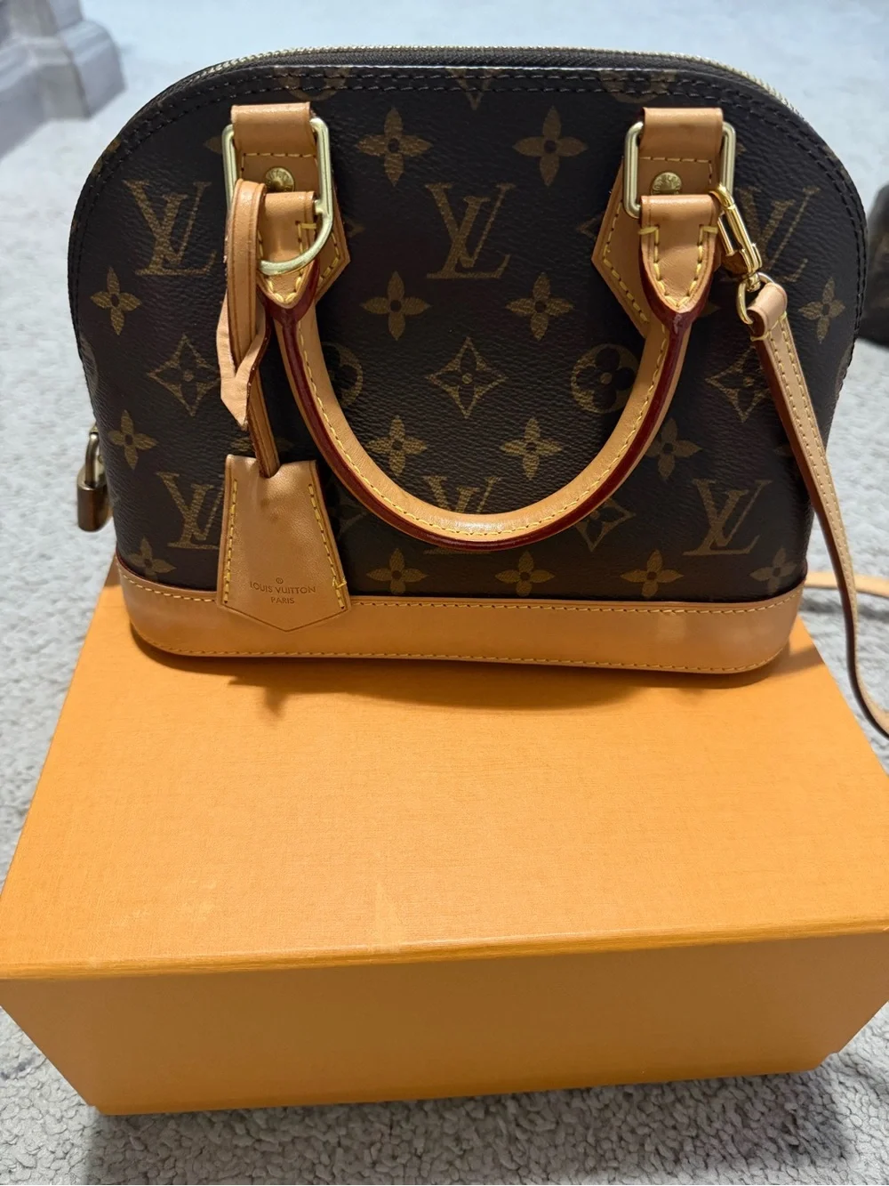 Louis Vuitton Brown Monogram Alma BB Satchel with Vachetta Trim